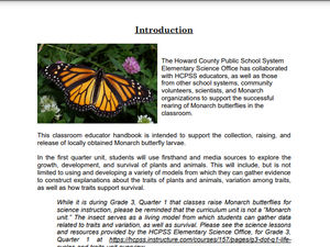 Monarch Introduction Page from Science Office